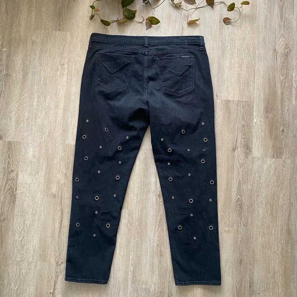 Hudson RILEY Crop Grommet Rhinestone Jeans BLACK